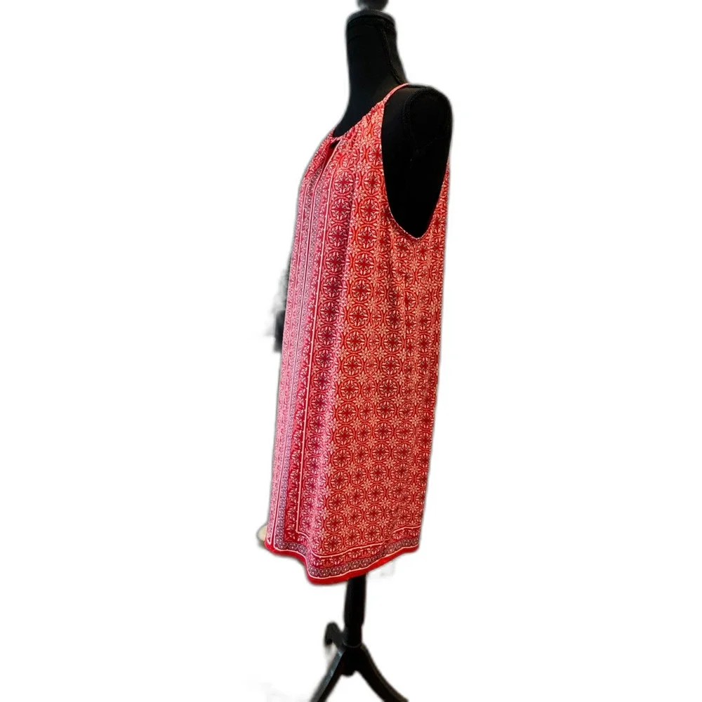 Max Studio Patterned Halter Dress • Size L Red Flowy & Feminine - Picture 3 of 5